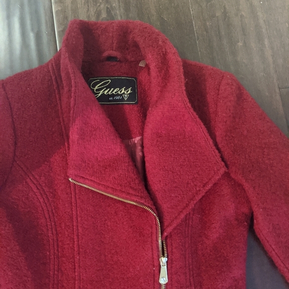 Asymmetrical Red Guess Coat 💯 - Picture 3 of 9